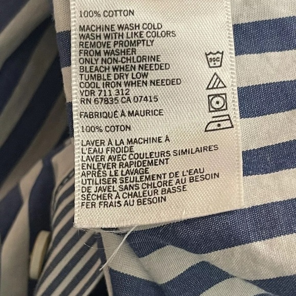 Sea Voyage Nautica Mens Striped Button Up Shirt Long Sleeves Cotton  2XL Slim - Picture 4 of 7